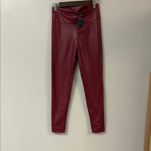 Red Faux Leather Leggings - Picture 1 of 4